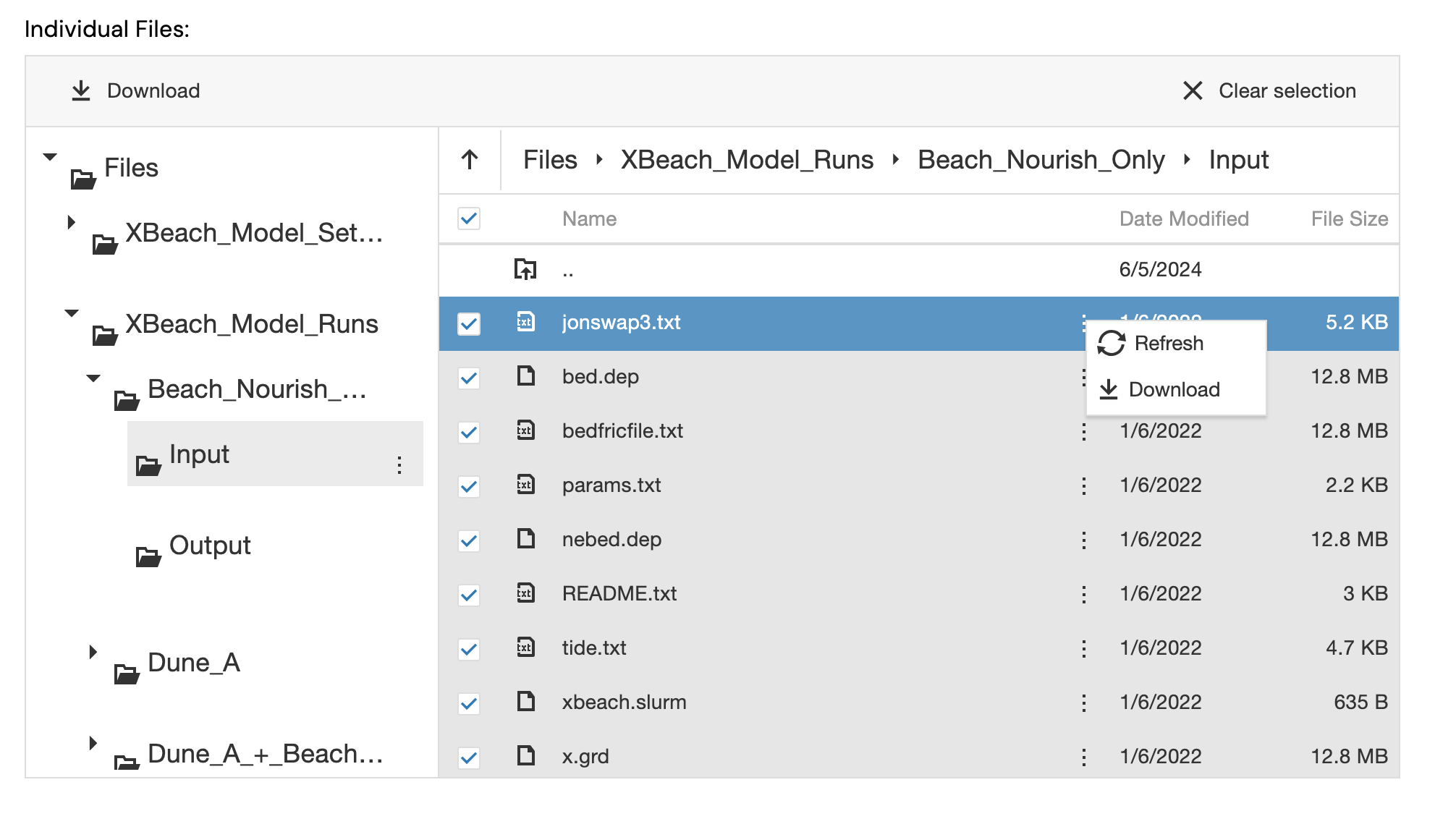 Select each of the files inside the Input folder